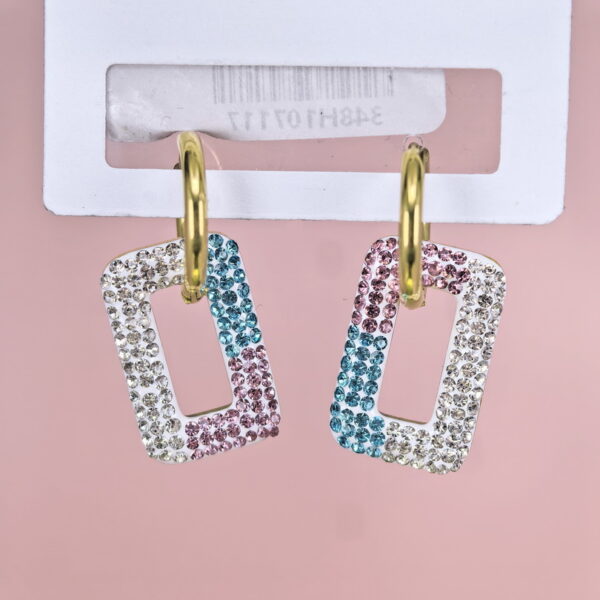 Stainless Steel Earrings with Crystals for Women and Girls Rectangle Good Quality No Change Color BS2503270807