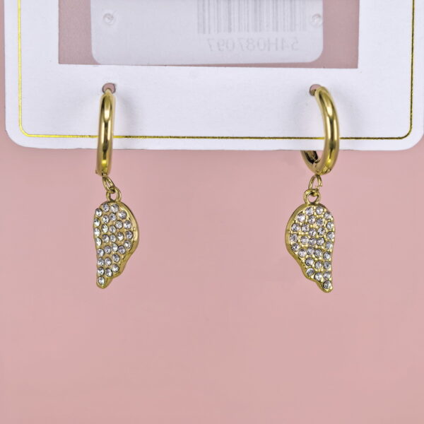 Stainless Steel Earrings with Crystals for Women and Girls Feather Good Quality No Change Color BS2503270808