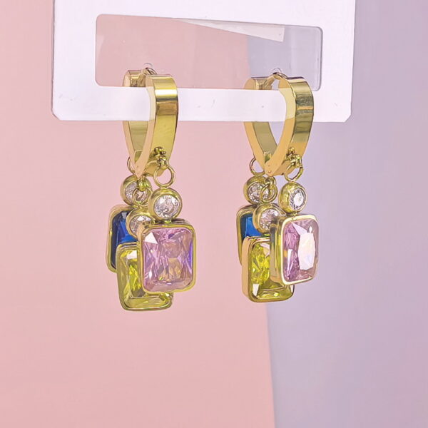 Stainless Steel Earrings with Crystals for Women and Girls Rectangle Good Quality No Change Color BS2503270810