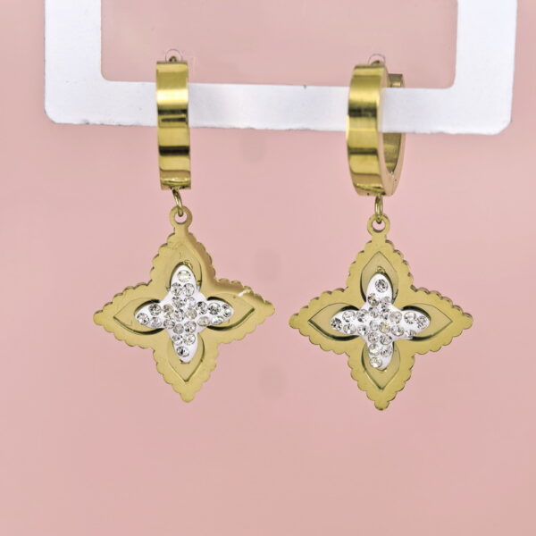 Stainless Steel Earrings with Crystals for Women and Girls Four-Leaf Clover Good Quality No Change Color BS2503270815