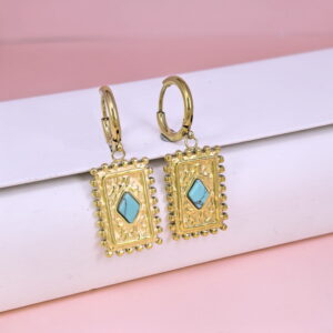 Stainless Steel Earrings with Stones for Women and Girls Rectangle Good Quality No Change Color BS2503270825