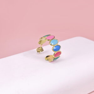 Stainless Steel Earrings with Stones for Women and Girls Rainbow C Shapes Good Quality No Change Color BS2503270868